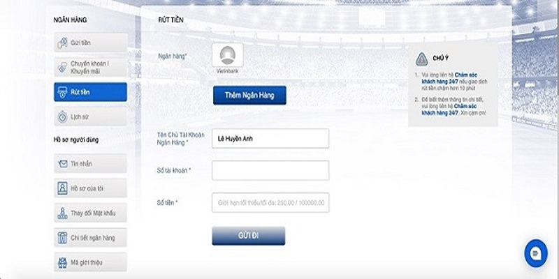 Đảm bảo rút về tài khoản đáp ứng đủ điều kiện